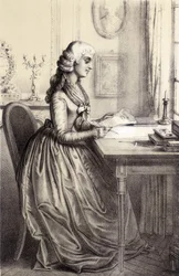 Mme Roland (1754 - 1793) - i "Historical Gallery of the French Revolution" af Alber Maurin