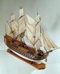 Model af Royal Louis (Royal-Louis), fregat af den franske flåde. Paris fra det 18. århundrede, Musee de la Marine