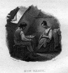 Mon habit Chanson de Beranger i "" Oeuvres completes"" (1834) af Pierre Jean de Beranger (1780-1857), fransk digter og sangskriver.