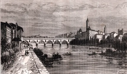 Montauban - Languedoc-Roussillon-Midi-Pyrénées - gravering i "La France illustree: geografi, historie, statistisk administration" af V.-A. Malt-brun. 1884