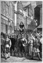 Montrose blev ført i fængsel på en vogn - James Graham (1612-1650), Marquess of Montrose skotsk general udstillet i High Street of Edinburgh, i 1650 - gravering fra "" The History of England, fra de tidligste tider "" af Francois Guizot 187