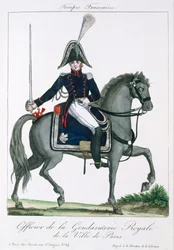 Beridet officer af det kongelige gendarmerie i Paris, ca. 1790