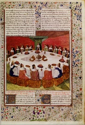 Fr. Fr. 112 f.5 Åbenbaring af den hellige gral, fra Queste del Saint Graal, ca. 1470
