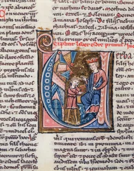 Ms 1185 Profeten Nehemiah, miniature fra en latinsk bibel