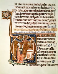 Ms 1186 f.122v Oplyst side, fra Psalter of St. Louis and Blanche of Castilla, 1225-1250