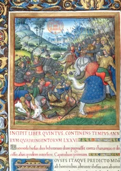 Fru 1581 f. 154 Illustration fra bog VIII (Fra Davids død til Akabs død), kapitel 1 i jødernes oldsager (Antiquitates Judaicae) af Flavius Josephus - Hvordan Salomon, da han