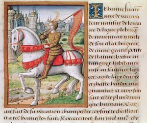 Ms 17 f.76 Joan of Arc fra Lives of Famous Women, c.1505