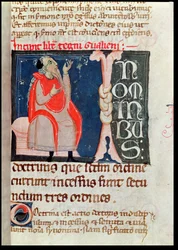 Fru 2046 fol. 261 A Scientist, illustration i begyndelsen af Kommentarer af Aliben Rhodonan til Ars Parva af Galen (c.130-c.201)