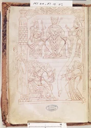 Ms 210 fol 19v. Cartulary of Mont Saint-Michel: Hertug Richard II af Normandiet giver en gave af jord og privilegier til klostret Mont St. Michel, 1150