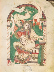 Ms 24 fol.53 St. Mark, fra et evangelium fra Corbie Abbey