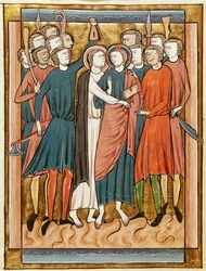 Ms. 3016, fol. 15v: Judaskysset, fra Psalteret til brug i Paris