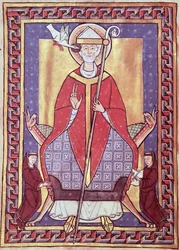 Ms 315 f.1v St. Gregory, fra Uddrag af hans Værker