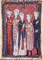 Ms 372 fol.141 An Engagement, from Decrets de Gratien