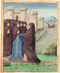 Ms 493 fol.142 Didos Funeral, fra Æneiden af Virgil med en kommentar af Servius, 1469