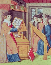 Ms 493 fol.56r Teaching from Les Georgics af Virgil med kommentarer af Servius, 1469