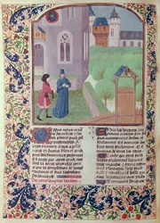 Ms 5064 f.202v The Orchard, illustration fra Le Livre des Prouffitz Champestres af Pietro de Crescenzi (1230-132021)