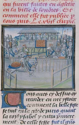 Ms 5190 f.88 A Tournament in London: Jousting, fra Froissarts Chronicles