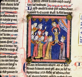 Ms 782 f.280 Kong Philip II (1165-1223) af Frankrig, fra Chroniques de Saint-Denis, slutningen af det 13. århundrede