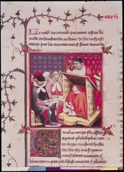 Fr 2608 Fol.295v En professor ved universitetet i Paris, fra Grandes Chroniques de France, ca. 1400