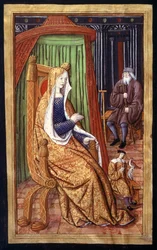 Fru Fr. 874 fol. 8 v En ædel kvinde, fra Ovids epistler, 1496-1502