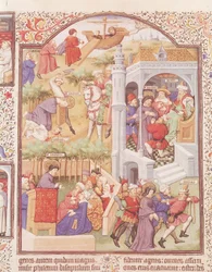 Ms Lat 17294 Fol.515v Scener fra Saint James den Stores liv (d.44) fra Breviary of the Duke of Bedford, c.1424-35
