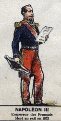 Napoleon III (1808-1873), kejser af den franske. I "" Galeriede Kings and Queens of France og berømte karakterer fra 1643 til 1895"" Epinal billede.