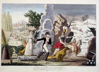Napoleon I Between War and Peace, omkring 1815 - Napoleon mellem krig og fred - Fredens oliven forgæves blev tilbudt ham, han følger ambitionen, der førte ham til hans tab - i "Napoleon 1er", en attrap samling af tegnefilm