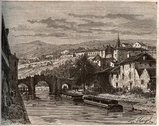 Nerac - Lot-et-Garonne - indgravering i "La France illustrée: geografi, historie, statistisk administration" af V.A. Malt-Brown. 1884