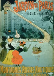 Vandrutsjebanen "Niagara Falls" i Jardin de Paris (farvelitografi)