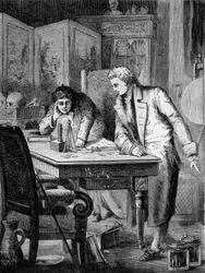 Nicholson og Carlisle, i London, nedbryder vand ved bunken af volta (bunken af Alessandro (Alexandre) Volta), 2. maj