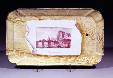 Niderviller-plade med trompe loeil tryk, 1774 (keramik)