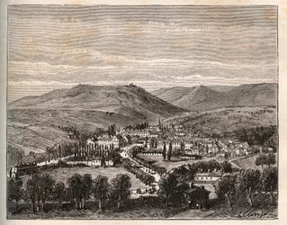 Niederbronn-les-Bains i Alsace - indgravering i "La France illustrée: geografi, historie, statistisk administration" af V.A. Malt-Brown. 1884