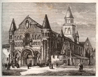 Notre Dame (Notre-Dame) af Poitiers - indgravering i "Frankrig illustreret: geografi, historie, statistisk administration" af V.A. Malt-Brown. 1884