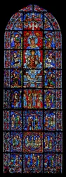Notre Dame de la Belle Verriere; nedenfor er scener af Kana-ægteskabet og Kristi fristelse i ørkenen (w30a)