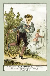 På dage med conge spiller Leon og Lucien bøjlen - i "Alphabet des petits savants", slutningen af det 19. århundrede (kromolitografi)