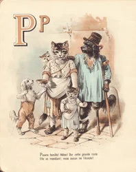 P: Hvalp, fattigdom Stakkels familie! Ak! På denne høje vej går hun tigger; men ingen lytter til hende.