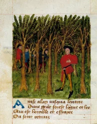 Side fra "Passe temps Michault" af den franske digter Michault le Caron dit Taillevent (1390/1395-1448/1458) 15. århundrede Chantilly, Musee Conde