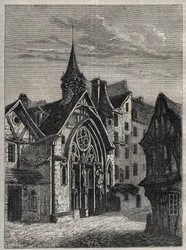 Paris - Rue Saint-Martin, kirken Saint-Julien-des-Menetriers (Saint Julien des Menetriers) Indgravering i "" Paris
