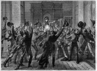 Paris, 20. marts 1815 - Napoleon I vender tilbage til Tuilerierne - Les Cent jours (100 dage) Napoleons tilbagevenden til Tuilerierne, 20. marts 1815 - i "Emperiets historie efter konsulatets historie"" af Adolphe Thiers - 1879 - privat samling