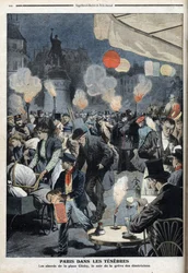 Paris i mørke - Omgivelserne på Clichy-stedet, aftenen for elektrikernes strejke - ”Le petit Journal””, marts 1907 (gravering)