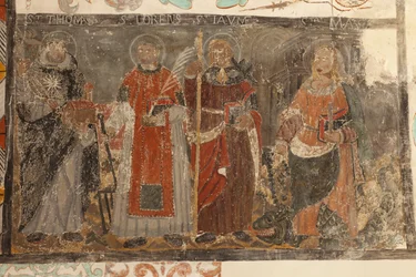 Sognekirke (Església de la Mare de Déu de Solers). Interiør. Skibene. Vægmalerier. Detalje. Det 16. århundrede ().
