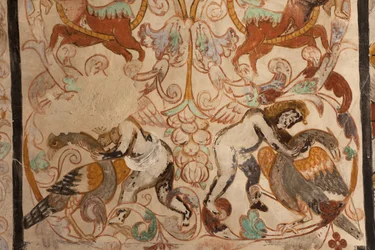 Sognekirke (Vor Frue af Solers Kirke). interiør Skibene. Vægmalerier. Detalje. 1500-tallet (?).
