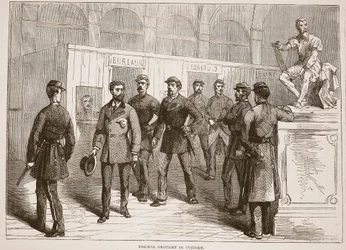 Paschal Grousset i varetægt, illustration fra Cassells historie om krigen mellem Frankrig og Tyskland, 1870-1871