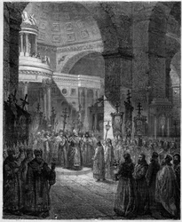 Patriark Photios eller Photius, patriark af Konstantinopel, lærd og en byzantinsk statsmand (810-893). Indgravering i "Historien om paver-konger-dronninger og kejsere gennem århundrederne"" af Maurice Lachatre