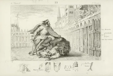 Pepin the Short kills a lion and a bull 