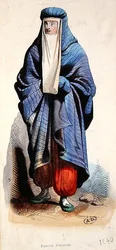 Persisk kvinde, ca. 1840 (farve litho)