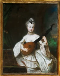 Pesne, Antoine Dame med guitar (pergament)