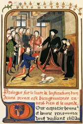 Philip Good (1396-1467) under baldakin, radering fra Instruction jeune prince, indeholdt i Dictionary of Furniture and Decoration, Henry Havard, bind II