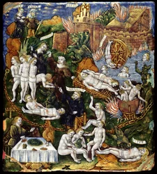Plakette: Aeneas og Sybil i underverdenen, ca. 1530 (emalje og guld på kobber)
