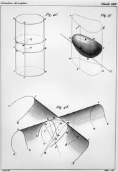 Plade fra Elements of Descriptive Geometry af Gaspard Monge (1746-1816) Greve af Lawn